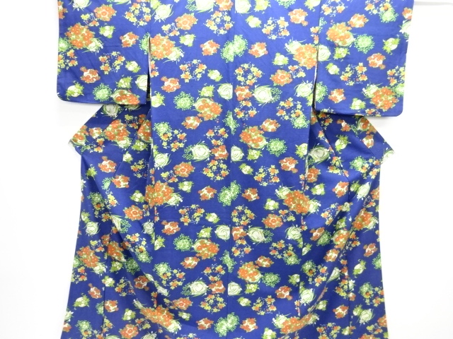 アンティーク　花丸紋様上代紬着物